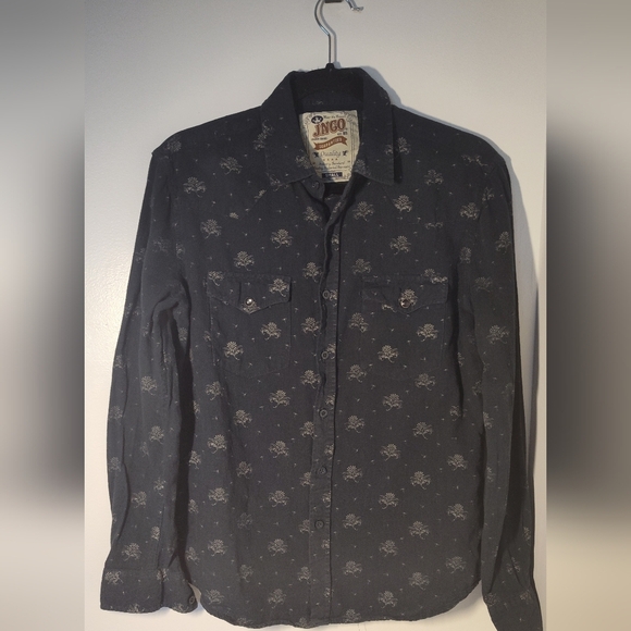 JNCO Dark Blue Floral Button Down Shirt Size S #556 - Picture 1 of 3